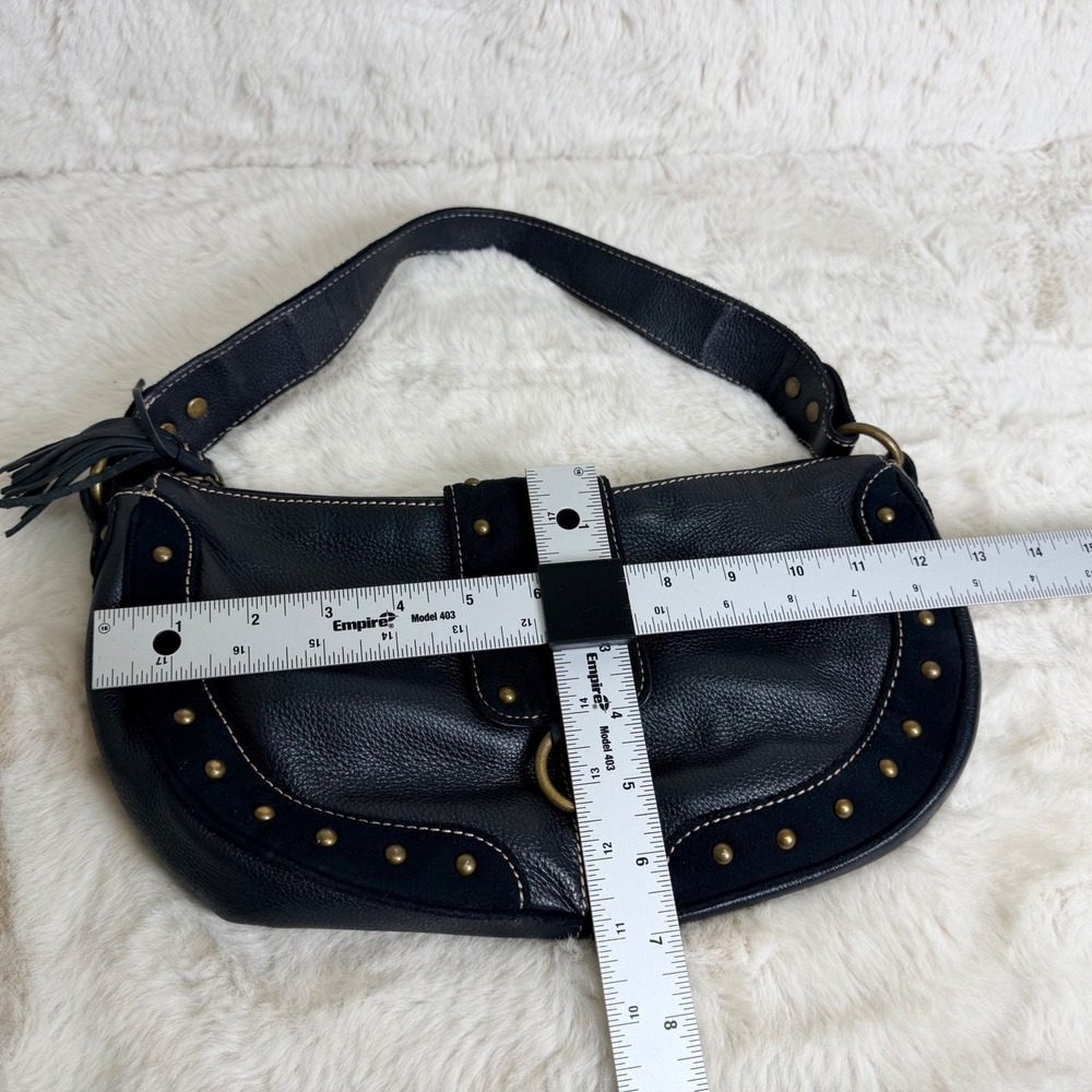 The Sak Black Leather Studded Hobo Shoulder Bag Y2K Tassel Suede Pink Label - Picture 6 of 8